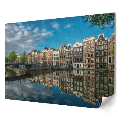 Tablou canvas modern Canalele din Amsterdam și casele de apartamente colorate