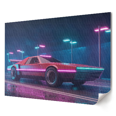 Poster de perete elegant Mașină futuristă în culori neon