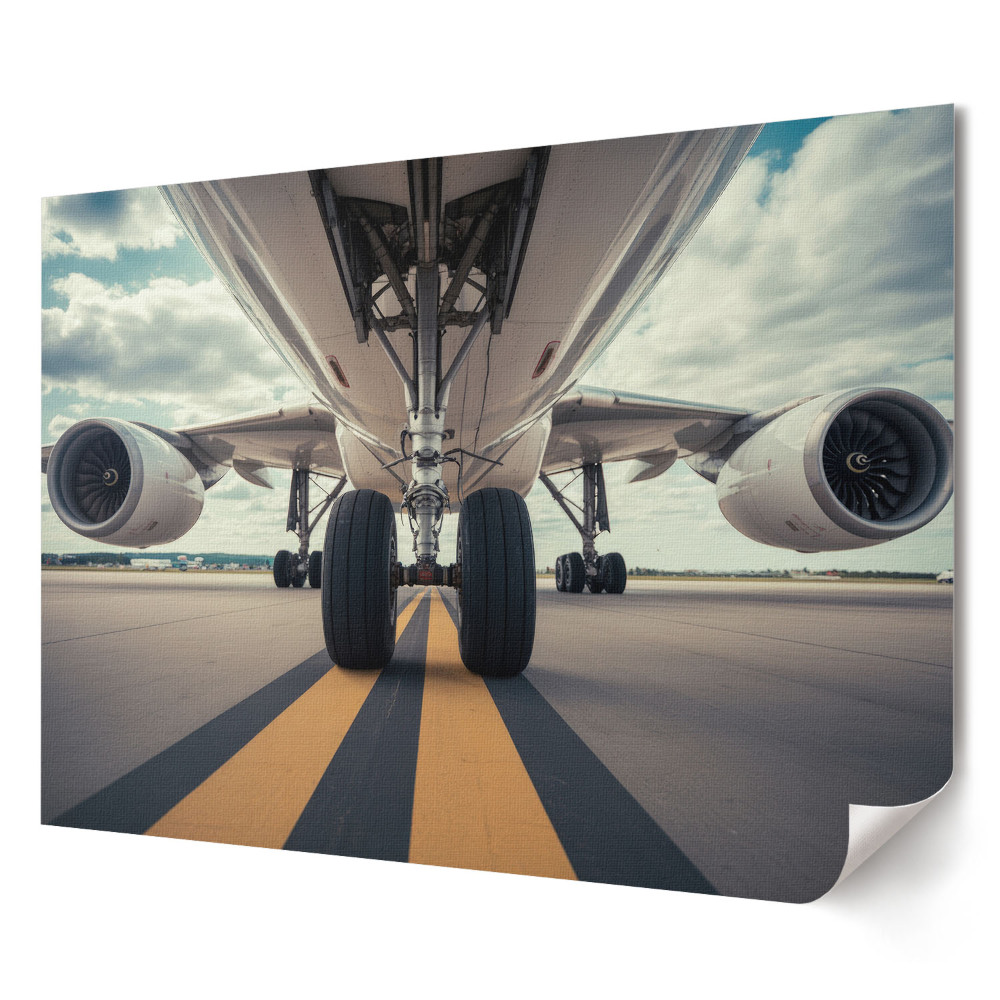 Poster stilat pentru living Vedere a trenului de aterizare al aeronavei pe pistă