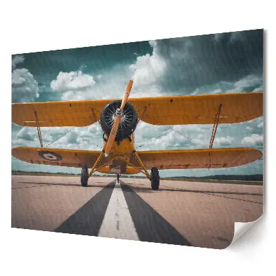 Tablou canvas modern cu avion galben pe pistă