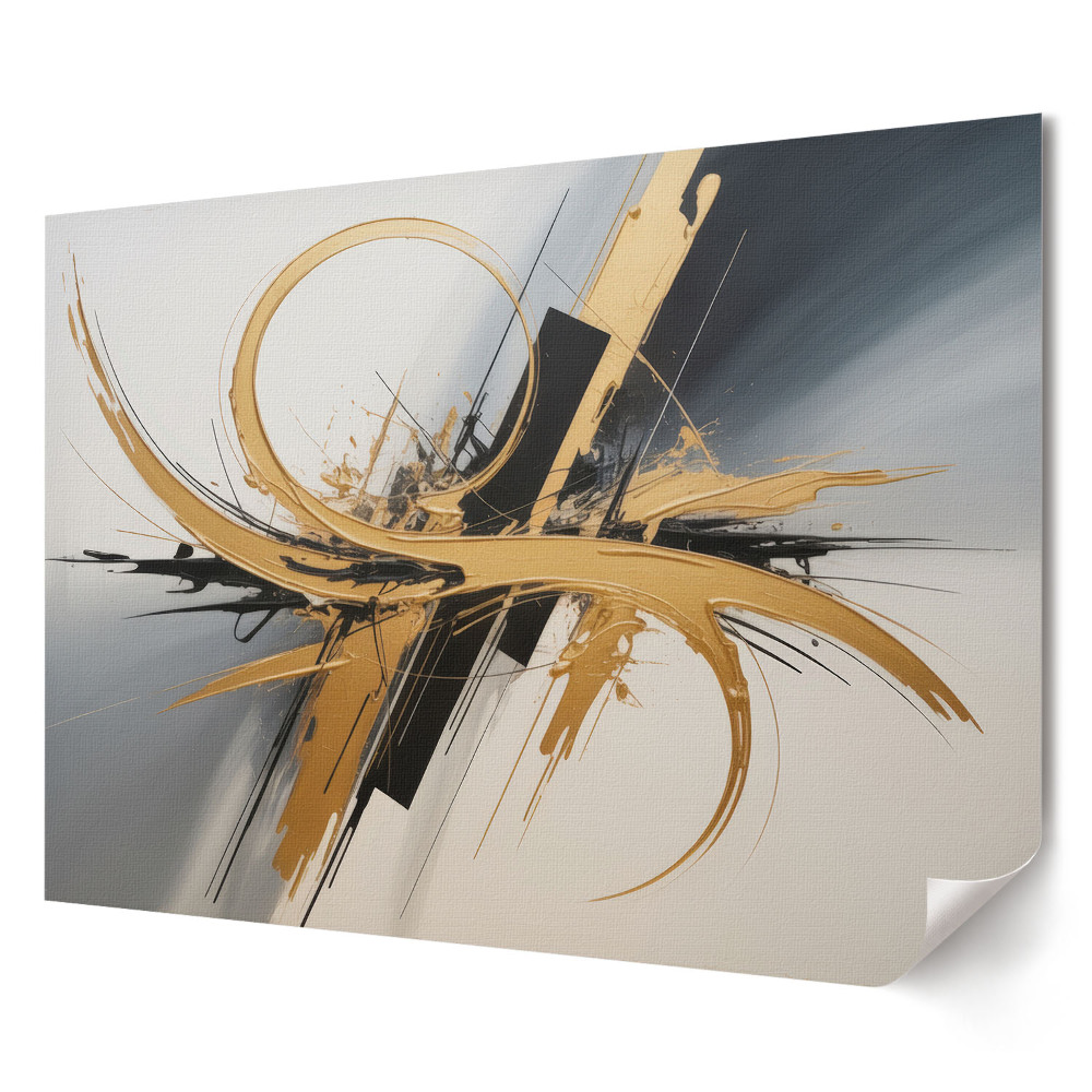 Poster de perete elegant Compoziție abstractă în tonuri aurii