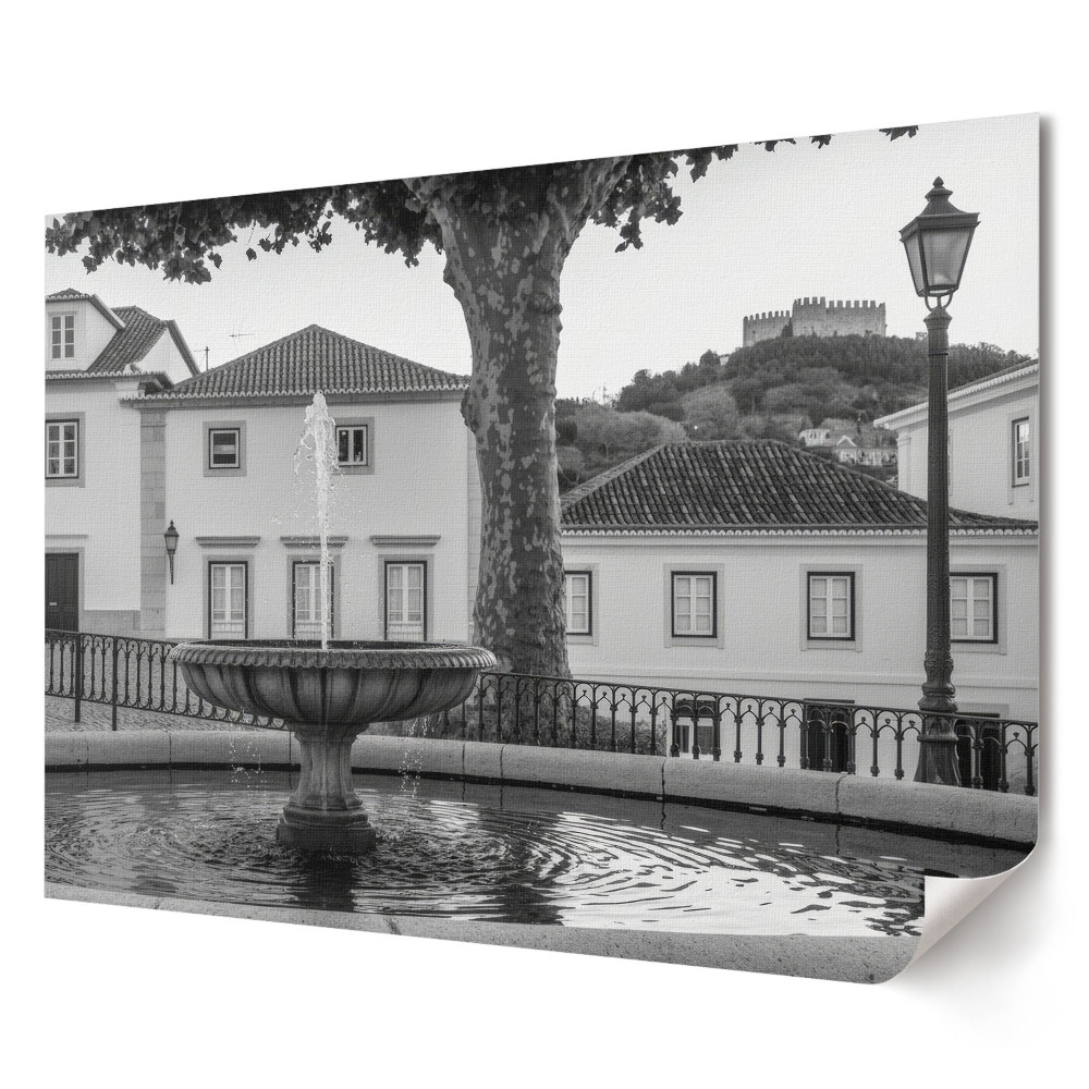 Poster stilat pentru living O fântână într-un oraș pitoresc