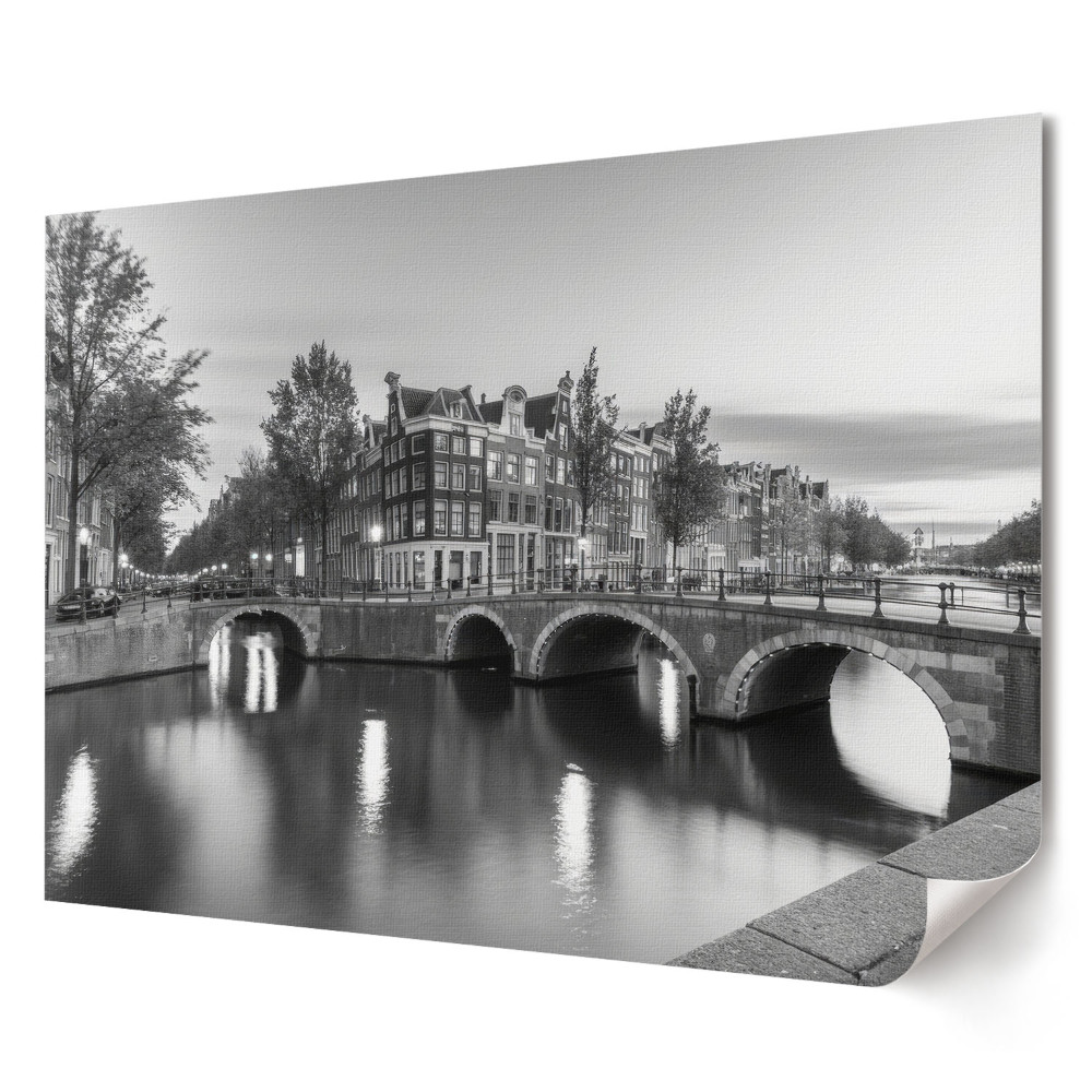 Tablou canvas modern Amsterdam în alb și negru