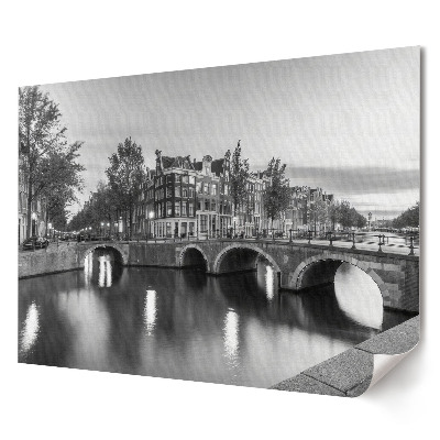 Tablou canvas modern Amsterdam în alb și negru