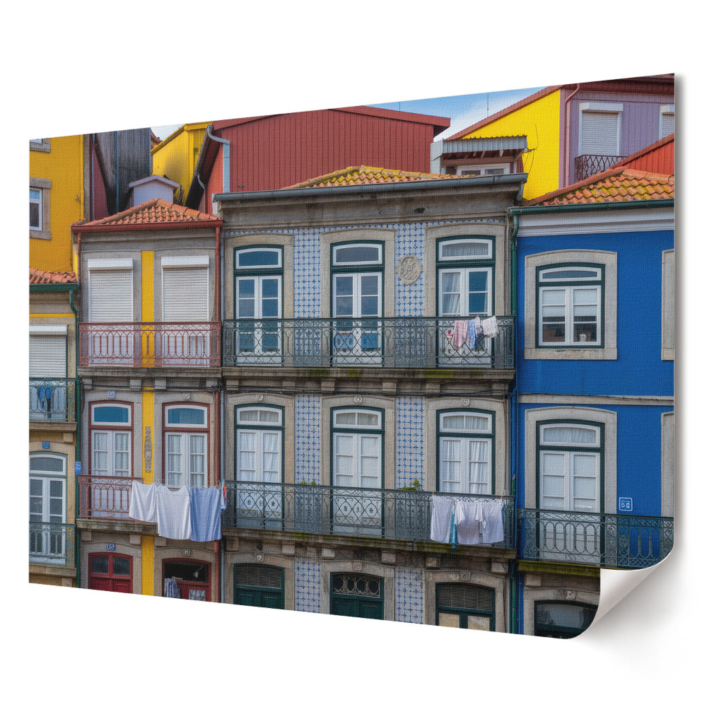 Poster stilat pentru living Case de locuit colorate în Porto