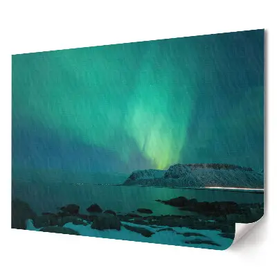 Poster cu auroră boreală și peisaj înghețat pentru living