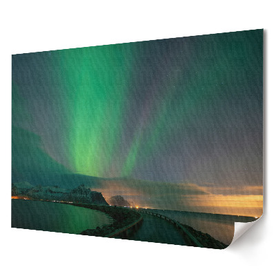 Tablou canvas modern Aurora boreală peste un peisaj pitoresc