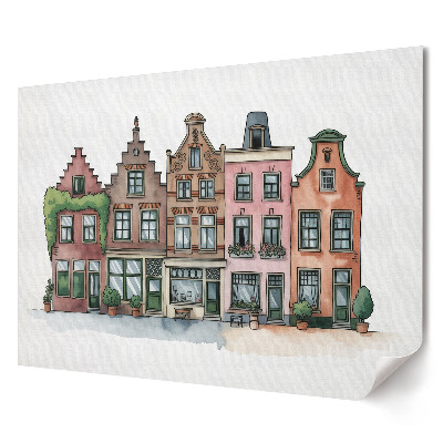 Tablou canvas modern Case de locuit colorate în stil retro