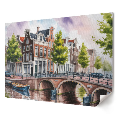 Poster stilat pentru living Canalele fermecătoare ale Amsterdamului în pictură