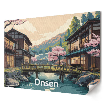 Poster stilat pentru living Peisaj japonez cu izvoare termale