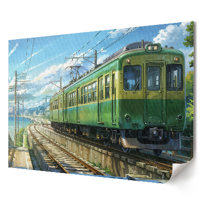 Tablou canvas modern Un tren verde într-un cadru pitoresc