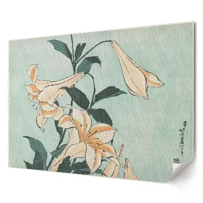 Poster pentru living cu flori de crin pe fundal pastel