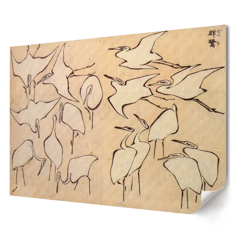 Poster stilizat pentru living Un stol de păsări în mișcare artistică
