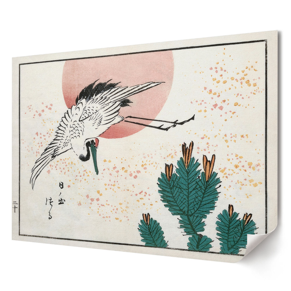 Tablou canvas modern O barză în zbor peste peisaj