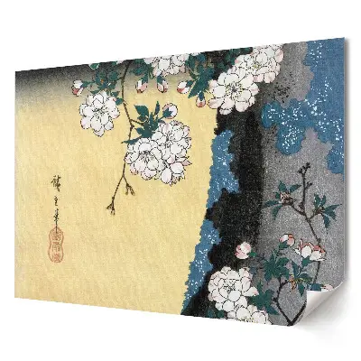 Poster decorativ cu flori și peisaj japonez de primăvară
