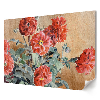 Tablou canvas modern Flori roșii într-o vază pictată cu acuarele
