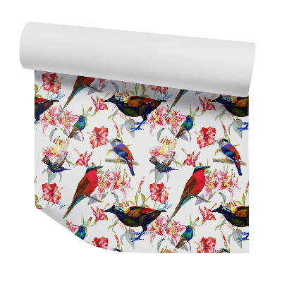 Tapet Păsări exotice colorate în flori