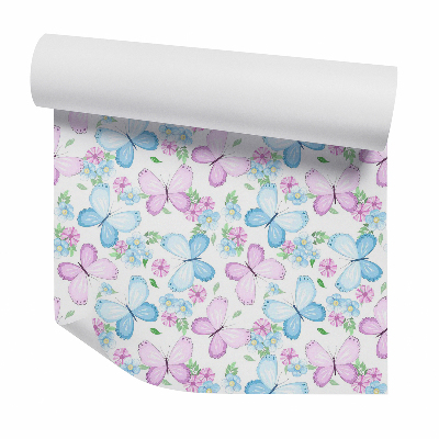 Tapet decorativ Fluturi colorați printre flori