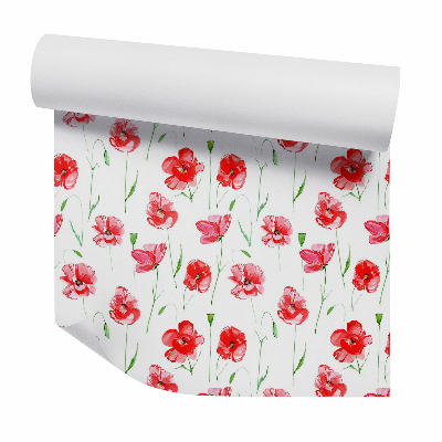 Tapet Acuarelă flori de maci decorative