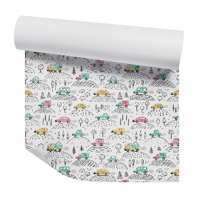 Tapet de perete Mașini de jucărie dealuri pădure