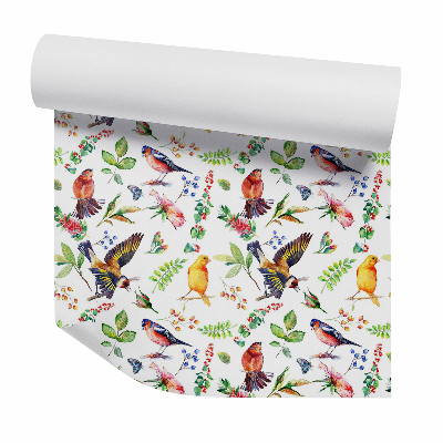 Tapet decorativ Păsări și frunze colorate