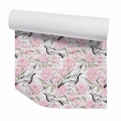 Tapet decorativ Păsări printre flori roz