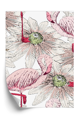 Tapet perete Flamingo roz tropical