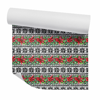 Tapet de perete Flori frumoase roșii pe un model decorativ