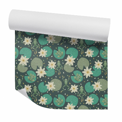 Tapet perete O broasca pe un iaz cu nuferi