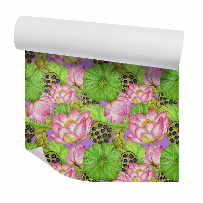 Tapet perete Flori roz printre plante