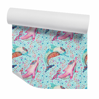 Tapet decorativ Delfini colorați în modele ornamentate