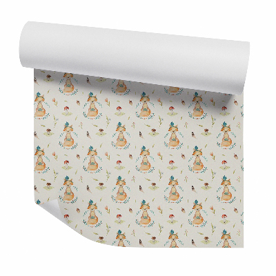 Tapet perete Vulpe printre frunze din pădure