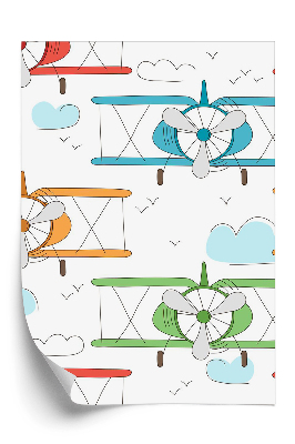 Tapet de perete Avioane colorate pictate manual