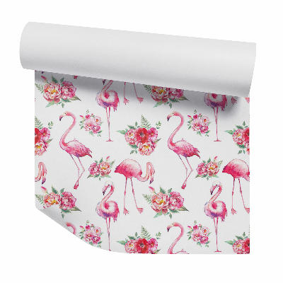 Tapet decorativ Flamingo printre buchete