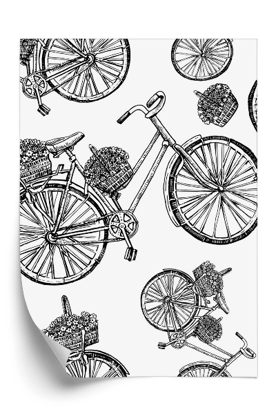 Tapet decorativ Biciclete alb-negru