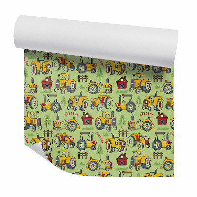 Tapet de perete Tractoare amuzante de sat pentru copii