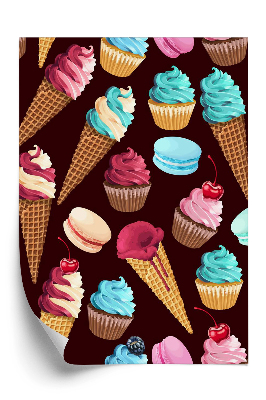 Tapet de perete Model fără sudură cu dulciuri cu înghețată