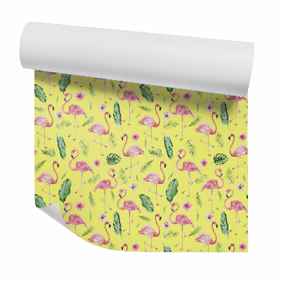 Tapet de perete Flamingo printre frunze de monstera