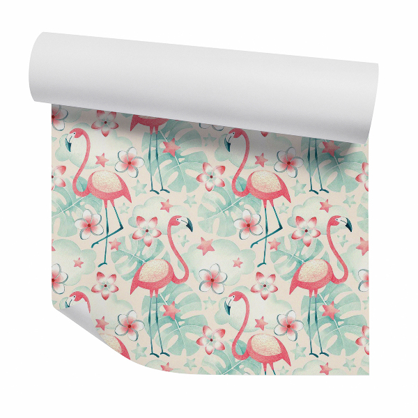 Tapet perete Flamingo decorativ printre flori