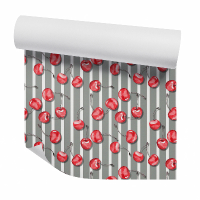 Tapet de perete Cireșe pe dungi verticale