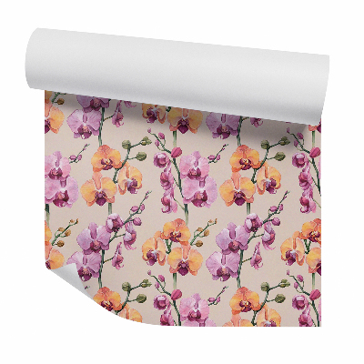Tapet decorativ Orhidee roz și portocaliu