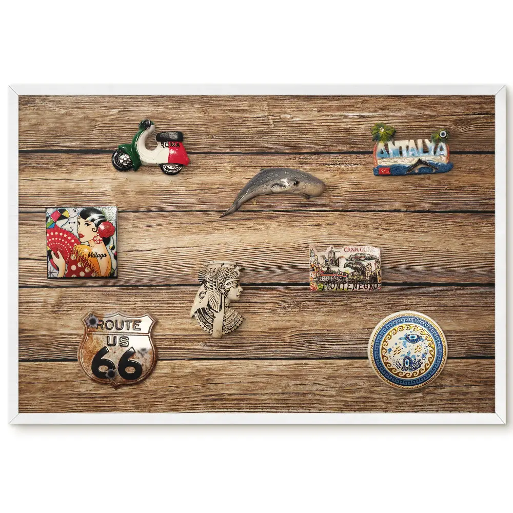Panou magnetic înrămat cu textură din compozit lemn-plastic