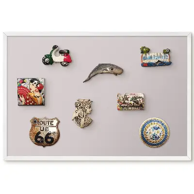 Panou magnetic înrămat cu design abstract în nuanțe de roz și gri