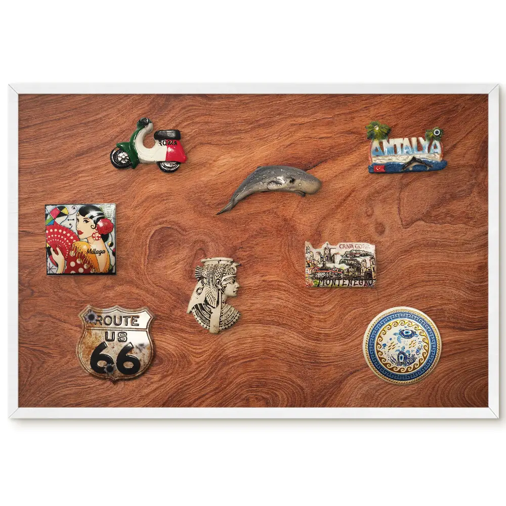 Panou magnetic înrămat cu textură lemnoasă