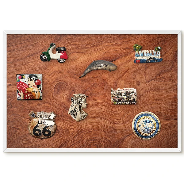 Panou magnetic înrămat cu textură lemnoasă
