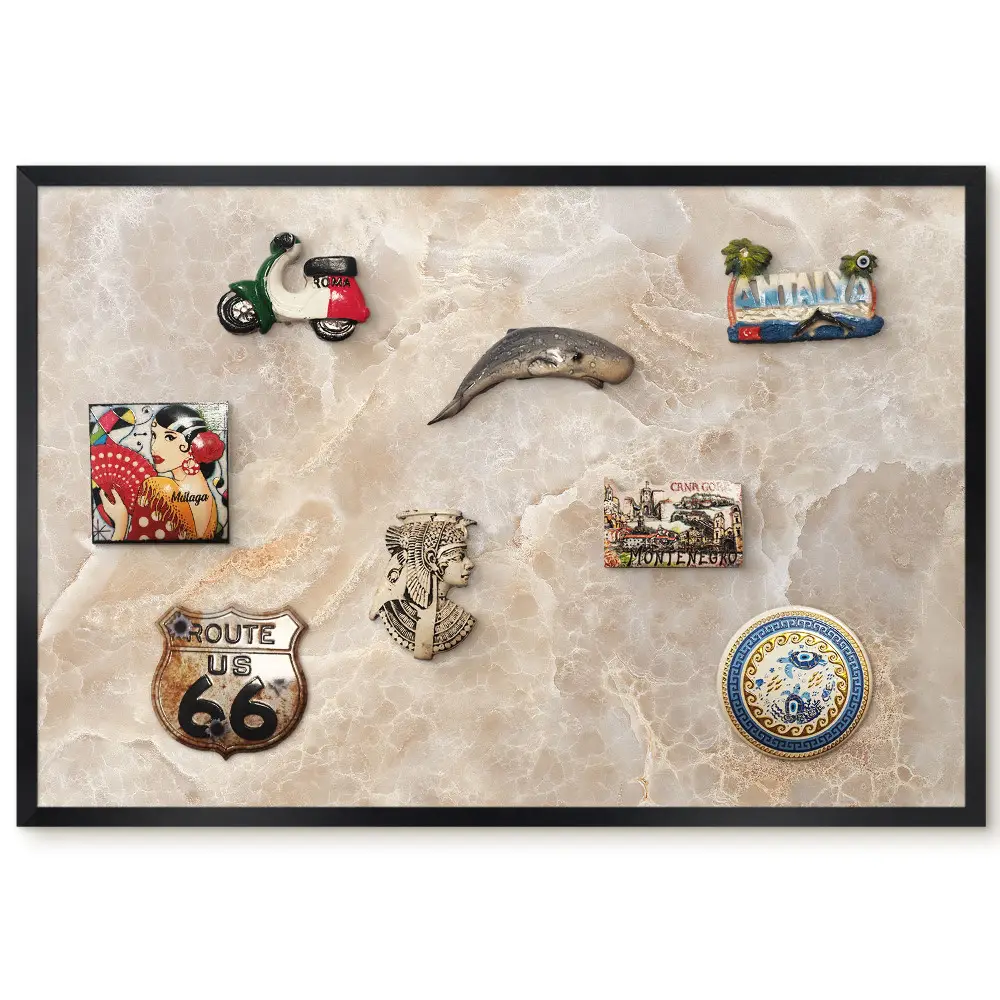 Panou magnetic înrămat Valuri cremoase cu modele delicate