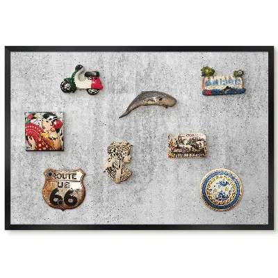 Panou magnetic înrămat cu suprafață gri texturată și aspect industrial