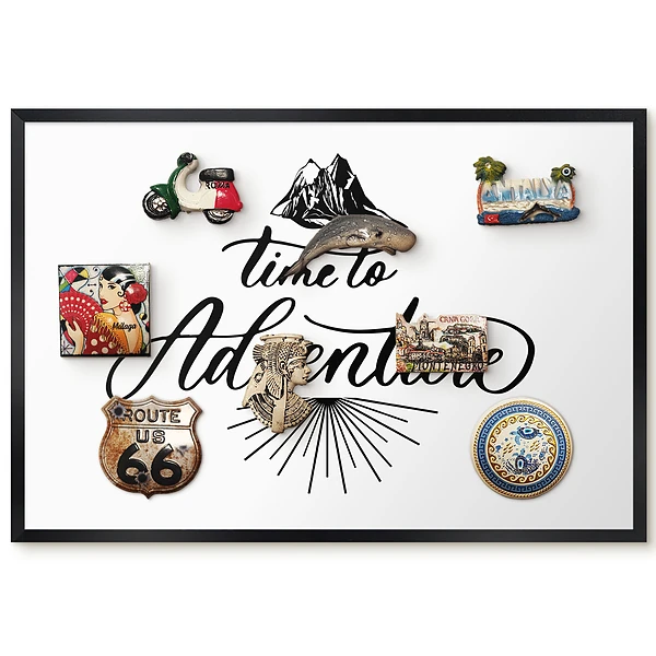 Panou magnetic înrămat cu slogan alb-negru inspirat de aventură