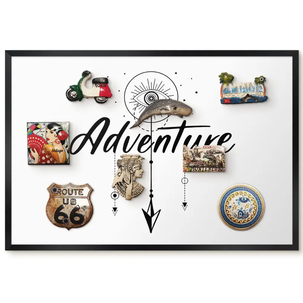 Panou magnetic înrămat cu design minimalist de aventură