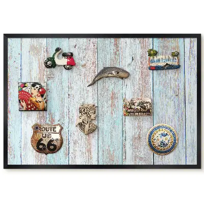 Panou magnetic înrămat cu design structurat cu abraziuni în nuanță albastru pastel